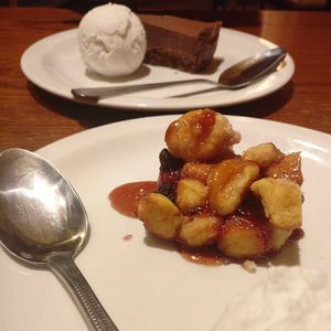 Jam Doughnut Pudding and Chocolate Cherry Cheesecake at The Clock Tower in Cheltenham