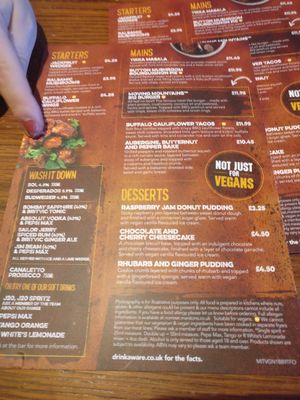 Vegan Menu at The Clock Tower in Cheltenham