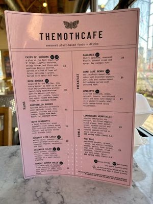 Menu as at Oct 12/23  at The Moth Cafe - Downtown in Edmonton