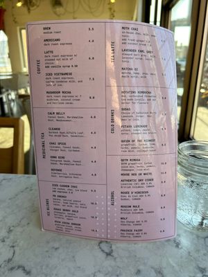 Drink menu as at Oct 12/23  at The Moth Cafe - Downtown in Edmonton