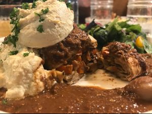 Inside of the enchilada. So yummy!! at The Moth Cafe - Downtown in Edmonton