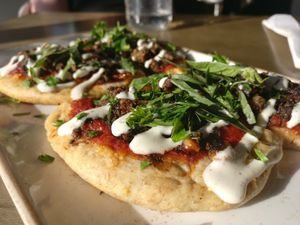 Tomato Mushroom Pizetta at The Moth Cafe - Downtown in Edmonton