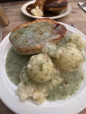 Soya pie and mash with liquor is vegan friendly   at Goddards at Greenwich in South East London