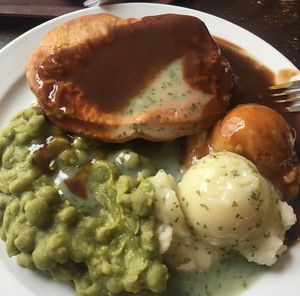 Super vegan pie with mush peas, potato mash and vegan gravy 🌱  at Goddards at Greenwich in South East London