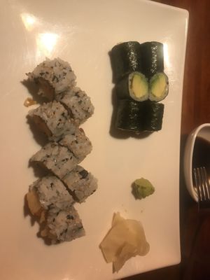 Sweet potato roll and avocado roll at Sushi Yoshi in Killington