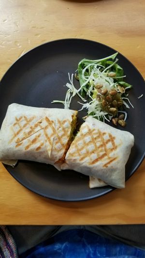 Vegan burrito ('Vege' w/out the cheese) at Nicola's Cantina in Nelson