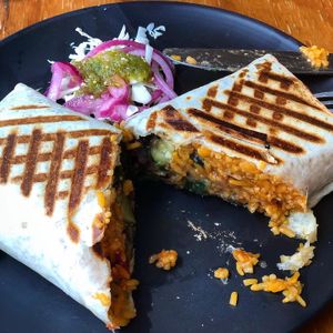 Vegetarian burrito without the queso/cheese at Nicola's Cantina in Nelson