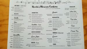 Menu ~ April 2018 at Nicola's Cantina in Nelson