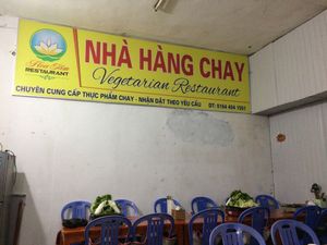 Restaurant sign at Nha Hang Chay in Sapa