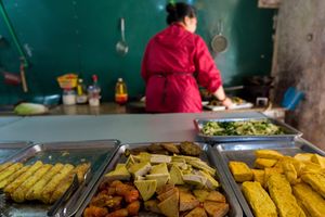 Part of the buffet (75.000 VSD / person, all you can eat) at Nha Hang Chay in Sapa