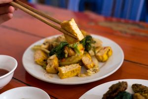 Some tofu from the buffet at Nha Hang Chay in Sapa