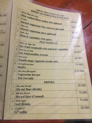 menu 2 at Nha Hang Chay in Sapa