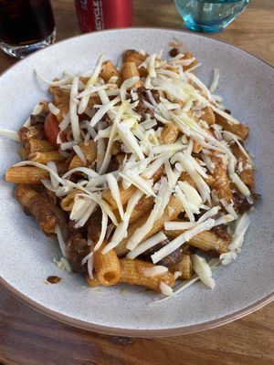 Pasta bolognese with lentils and mushroom   at La Casina  in Naturaliste