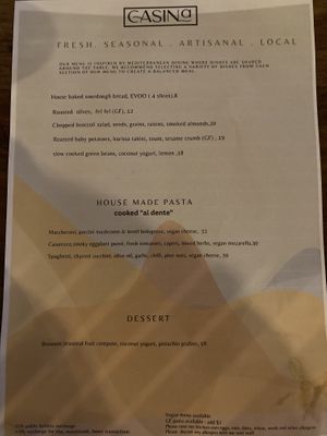 Omg this was amazing . I had the potatoes and the pasta with eggplant purée . Absolutely Devine ❤️❤️🌱this is a vegan menu 👍  at La Casina  in Naturaliste