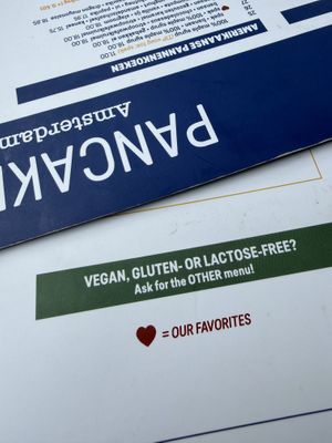 menus  at Pancakes - Prins Hendrikkade in Amsterdam