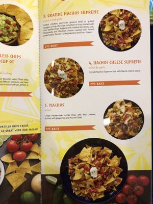 Nacho options  at Sunrise Tacos in Bangkok