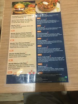 Fully veg menu.  at Sunrise Tacos in Bangkok