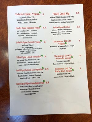 Menu at Op Saj in Utrecht