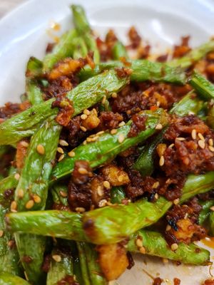 Fried French beans at SHU Vegetarian 蔬方斋 in West Singapore