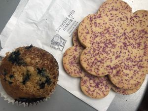 Mixed Berry Vegan Muffin and Vegan Shortbread at Sweetie Pies Bakery in Napa