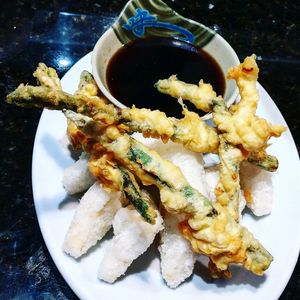 Vegan Tempura Asparagus and Agedashi tofu! at Zen of Sushi in Port St Lucie
