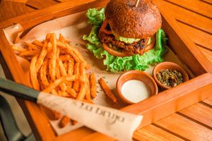 Smoked tempeh  at La Bruja Vegan Foods in Antigua