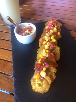 Tostones were absolutely delicious!!!! at La Bruja Vegan Foods in Antigua