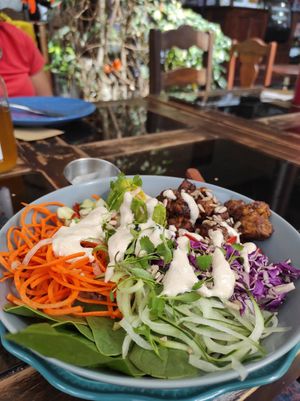 Veggie bowl at La Bruja Vegan Foods in Antigua