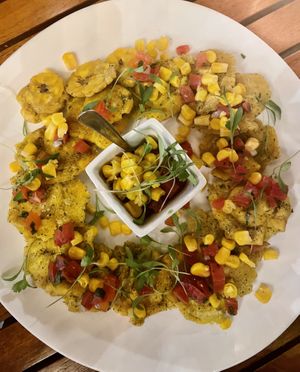 Entrée tostones 🍌  at La Bruja Vegan Foods in Antigua