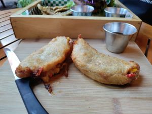Yummy empanadas at La Bruja Vegan Foods in Antigua