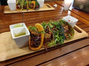 Tempeh Tacos at La Bruja Vegan Foods in Antigua