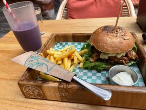 Make your own burger   at La Bruja Vegan Foods in Antigua