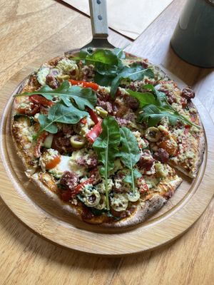 Make your own pizzaa  at La Bruja Vegan Foods in Antigua