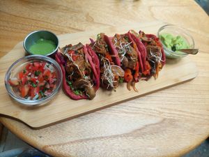 Tacos at La Bruja Vegan Foods in Antigua