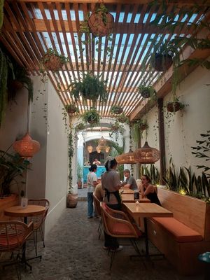 Inside at La Bruja Vegan Foods in Antigua