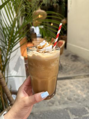 Macadamia milk caramel frappe!  at La Bruja Vegan Foods in Antigua