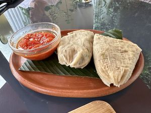 Tamales  at La Bruja Vegan Foods in Antigua