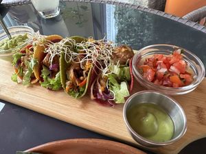 Tacos tempeh  at La Bruja Vegan Foods in Antigua