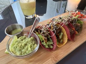 Tacos seitán  at La Bruja Vegan Foods in Antigua