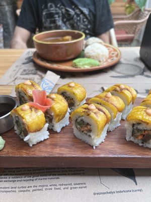 Sushi y plato tradicional   at La Bruja Vegan Foods in Antigua