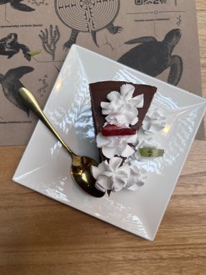 This cake is incredible!   at La Bruja Vegan Foods in Antigua