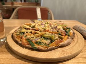 Green Family Pizzaa  at La Bruja Vegan Foods in Antigua