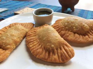 Vegan Empanadas at La Bruja Vegan Foods in Antigua