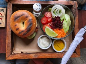 our Vegan burgers at La Bruja Vegan Foods in Antigua