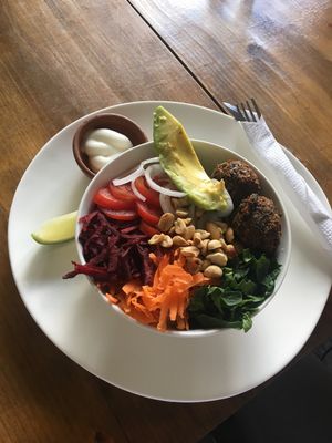 Buddha bowl at La Bruja Vegan Foods in Antigua