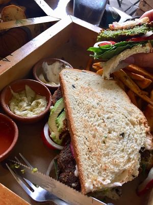 Vegan Burgers  at La Bruja Vegan Foods in Antigua