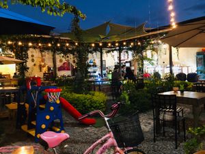 Interior of the shopping centre at La Bruja Vegan Foods in Antigua