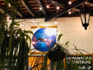 Vegan sign at La Bruja Vegan Foods in Antigua