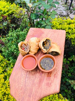 Vegan empanadas at La Bruja Vegan Foods in Antigua