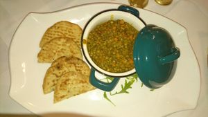 Indian lentils dal with naan bread. Very tasty :) at Restaurant Pizzeria Dobner in Villach